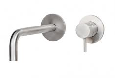 QTOO d line komplet håndvaskarmatur til indbygning - 190 mm - Børstet stål QTOO d line komplet håndvaskarmatur til indbygning - 190 mm - Børstet stål