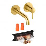 Damixa Iris komplet hndvaskarmatur til indbygning - Brstet messing