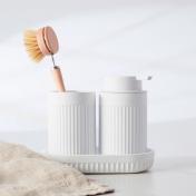 Beslagsboden Wave sæt m/sæbedispenser og krus - Mat hvid