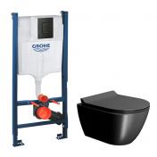 GSI Pura Ardesia 50 toiletpakke inkl. sde m. softclose, cisterne og mat sort betjening