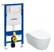 Geberit iCon mat hvid vghngt toilet inkl. sde m/SoftClose, hj cisterne og betjening i hvid