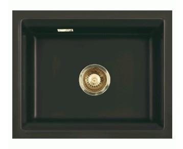 Lavabo Kara 50 U porcelænskøkkenvask - Mat sort m/messing afløb