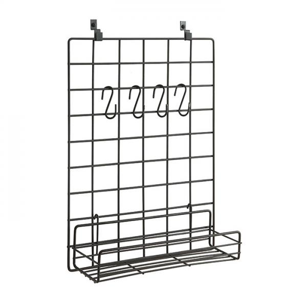 Sort organizer til akustikpanel inkl. 4 S-kroge og hylde