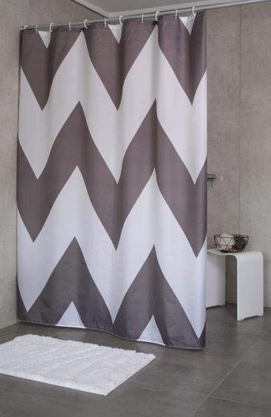 RIDDER Tekstil badeforhæng – 180 x 200 cm - Pico grå/hvid RIDDER Tekstil badeforhæng – 180 x 200 cm - Pico grå/hvid