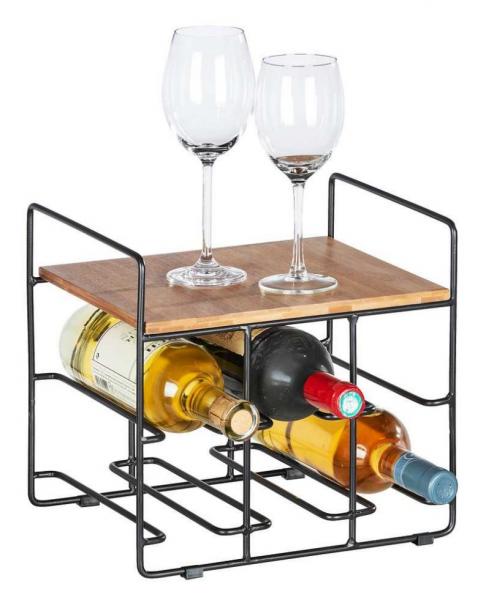 Wenko Loft vinreol til bord - Sort/bambus Wenko Loft vinreol til bord - Sort/bambus