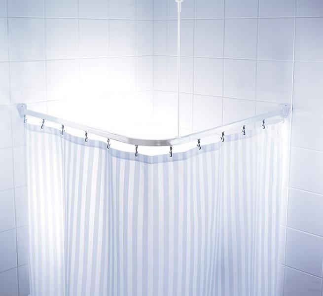 Ridder universal bruseforhængsstang m/kroge - Hvid Ridder universal bruseforhængsstang m/kroge - Hvid