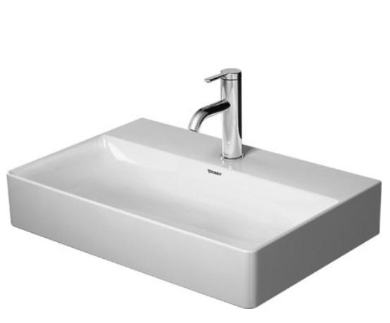 Duravit DuraSquare Compact 60 bowlevask op til v&aelig;g - Med 1 hanehul - Uden overl&oslash;b