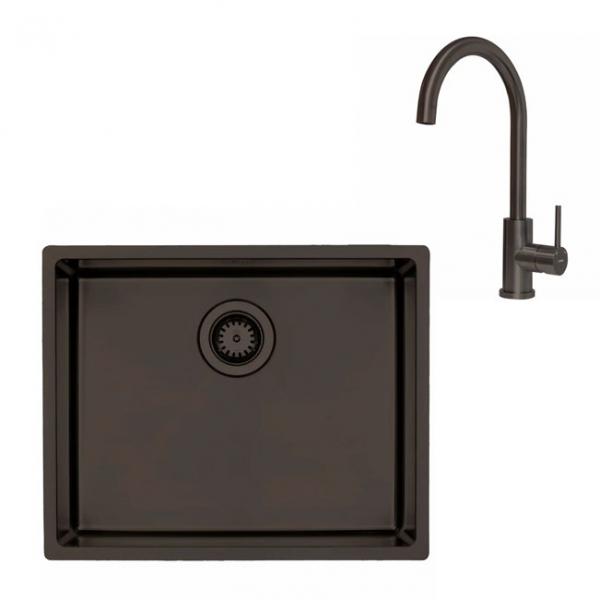 Lavabo Kubus 500 Soft køkkenvask m/køkkenarmatur - Dark bronze Lavabo Kubus 500 Soft køkkenvask m/køkkenarmatur - Dark bronze