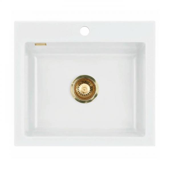 Lavabo Mera 57 porcelænskøkkenvask - Messing afløb