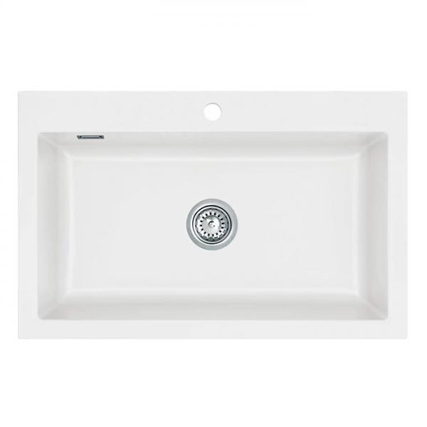 Lavabo Mera 80 porcelænskøkkenvask - Mat hvid m/krom afløb Lavabo Mera 80 porcelænskøkkenvask - Mat hvid m/krom afløb