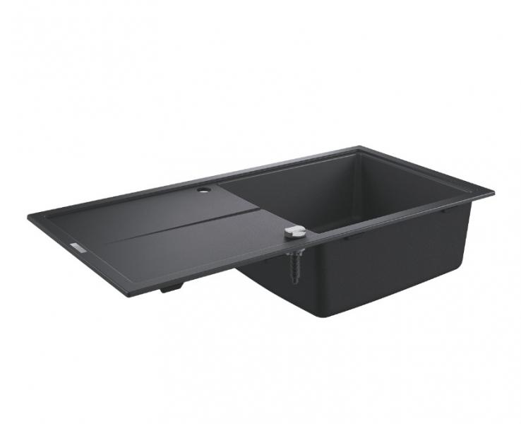 Grohe K400 køkkenvask i komposit 60 m/afløbsbakke - Sort granit Grohe K400 køkkenvask i komposit 60 m/afløbsbakke - Sort granit