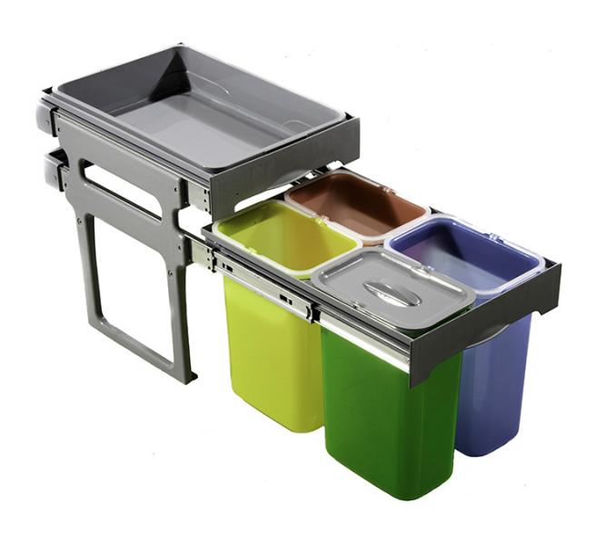 Intra Juvel Tank 40-4 affaldsbeholder m/4 spande og udtræksbakke Intra Juvel Tank 40-4 affaldsbeholder m/4 spande og udtræksbakke