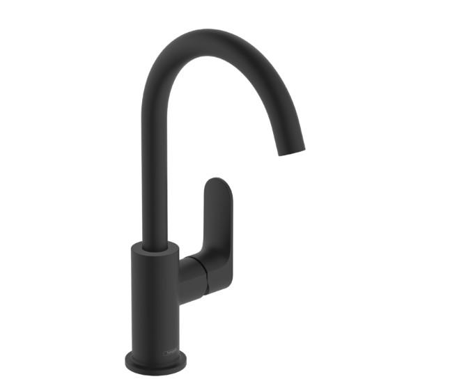 hansgrohe Rebris S 210 håndvaskarmatur m/svingtud og løft-op bundventil - Mat sort