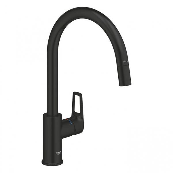 Grohe StartLoop k&oslash;kkenarmatur m/udtr&aelig;k - Mat sort
