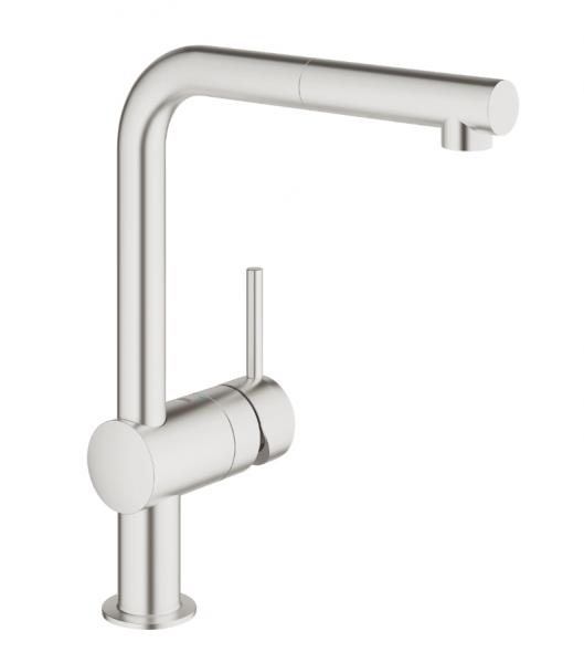 Grohe Minta køkkenarmatur m/udtræk og L-tud - Supersteel Grohe Minta køkkenarmatur m/udtræk og L-tud - Supersteel