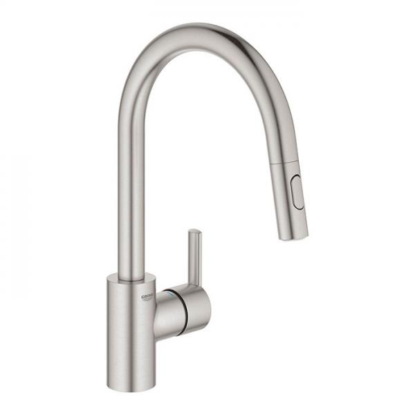 Grohe Feel køkkenarmatur m/udtræk og svingtud - Steel Grohe Feel køkkenarmatur m/udtræk og svingtud - Steel