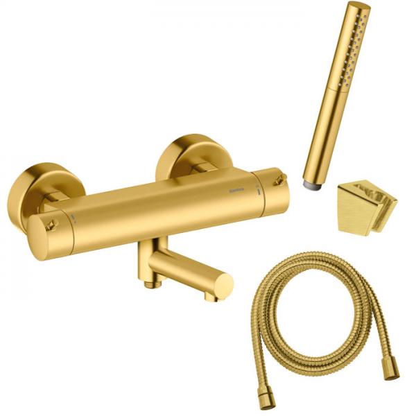 Damixa Iris komplet badekararmatur - Børstet messing