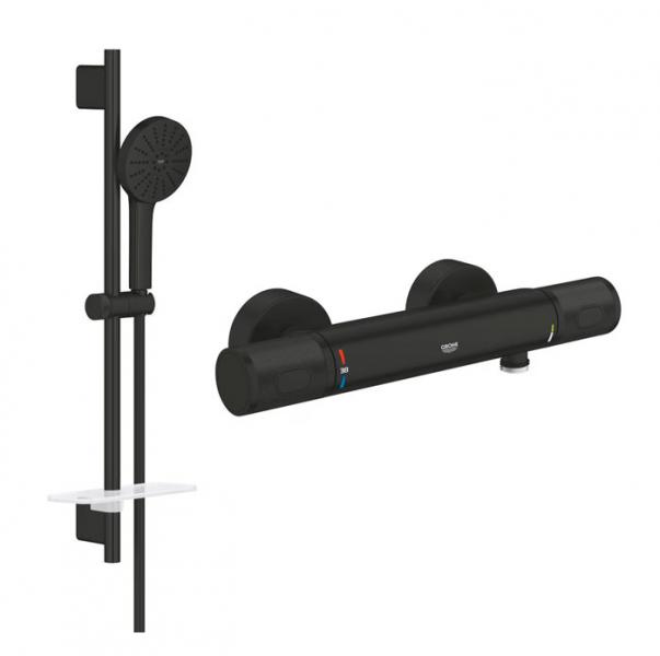 Grohe Precision komplet brusesystem m/Joy+ håndbruser - Mat sort Grohe Precision komplet brusesystem m/Joy+ håndbruser - Mat sort