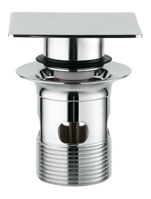 Grohe push-open bundventil til vaske med overløb - Firkantet - Krom