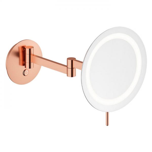 Damixa Zen make-up spejl m/lys og 5x forstørrelse - Børstet kobber