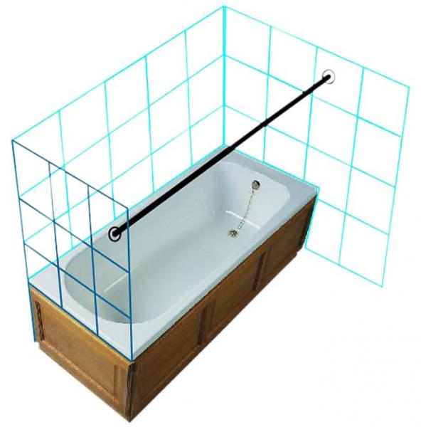 Van Der P Forhængstang 200cm m/2 vægflanger - Rustfri stål Van Der P Forhængstang 200cm m/2 vægflanger - Rustfri stål