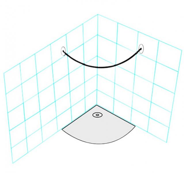 Van Der P Forhængstang 1/4 Cirkel Radius 98cm m/specialflanger - Rustfrit stål Van Der P Forhængstang 1/4 Cirkel Radius 98cm m/specialflanger - Rustfrit stål