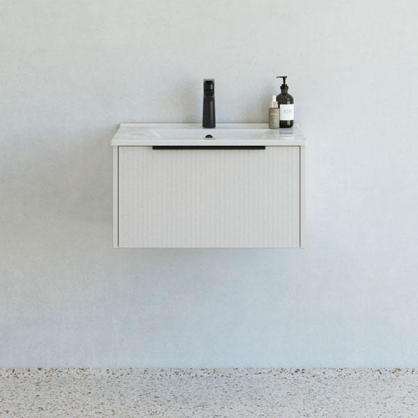 Dansani Mido+ Classic 61 møbelsæt m/Amber vask og 1 skuffe - Striber/mat sand Dansani Mido+ Classic 61 møbelsæt m/Amber vask og 1 skuffe - Striber/mat sand