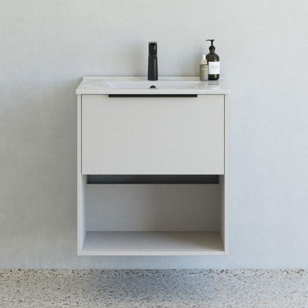 Dansani Mido+ Classic 61 møbelsæt m/Amber vask, 1 skuffe og åbent rum - Mat sand Dansani Mido+ Classic 61 møbelsæt m/Amber vask, 1 skuffe og åbent rum - Mat sand