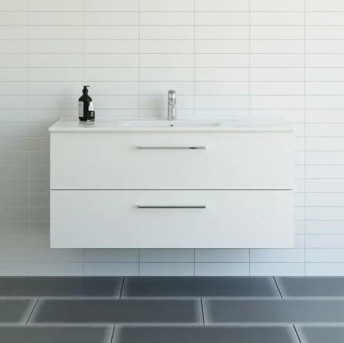 Dansani Mido+ 120 møbelpakke m/Amber vask og 2 skuffer - Mat hvid Dansani Mido+ 120 møbelpakke m/Amber vask og 2 skuffer - Mat hvid