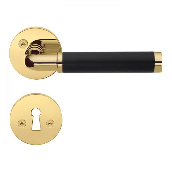 Beslagsboden Design indendørs dørhåndtag inkl. nøgleskilt - Messing/sort