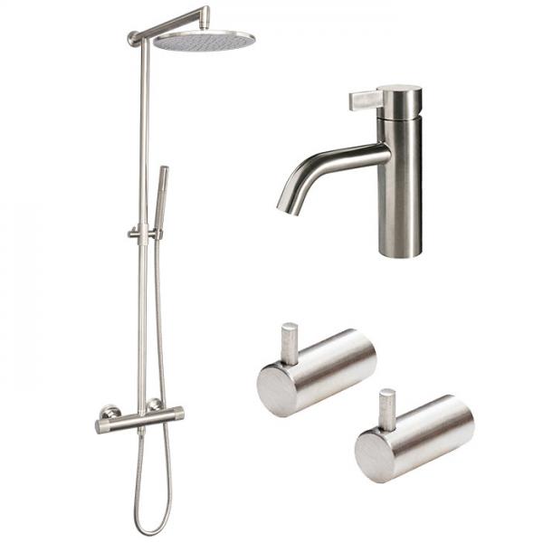 Cassøe komplet pakke til badeværelse - Børstet stål Cassøe komplet pakke til badeværelse - Børstet stål