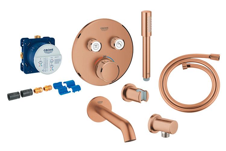 Grohe komplet indbygningspakke til badekar inkl termostat - Børstet Warm Sunset Grohe komplet indbygningspakke til badekar inkl termostat - Børstet Warm Sunset