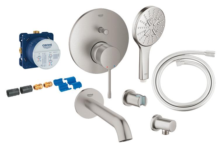 Grohe komplet indbygningspakke m/SmartActive til badekar - Supersteel Grohe komplet indbygningspakke m/SmartActive til badekar - Supersteel