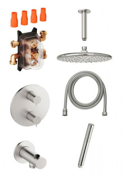 Damixa Silhouet komplet brusesystem til indbygning/loft - Steel Damixa Silhouet komplet brusesystem til indbygning/loft - Steel