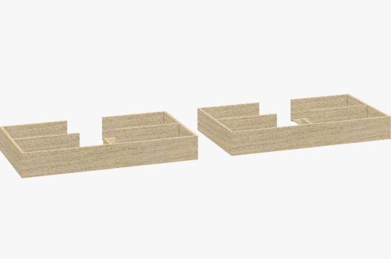 Dansani Mido komplet indretning til skuffe 120 x 44 cm - Eg - Dobbeltvask