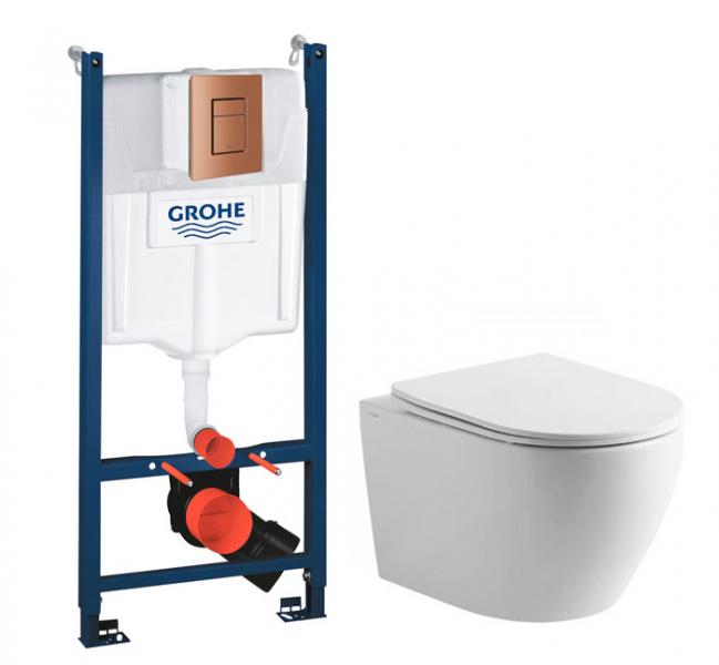 Lavabo Studio RIMless toiletpakke inkl. sæde m/soft-close, cisterne og kobber betjening