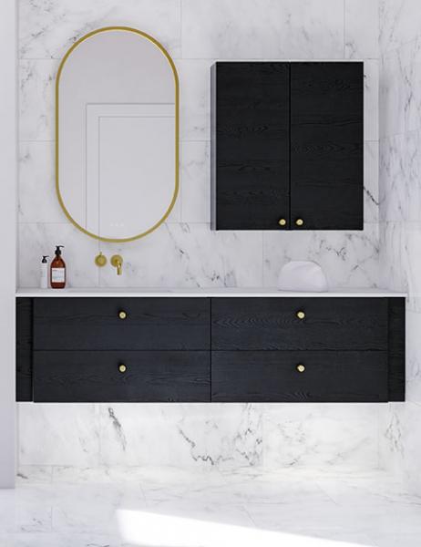 Dansani Luna Urban 160 møbelsæt m/Minore håndvask og skuffer - Sort eg