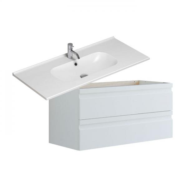 Dansani Luna Urban 100 møbelsæt m/Kantate vask og integrerede greb - Hvid mat