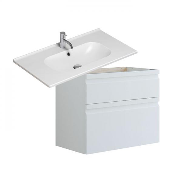 Dansani Luna Urban 80 møbelsæt m/Kantate vask og integrerede greb - Høj - Hvid mat Dansani Luna Urban 80 møbelsæt m/Kantate vask og integrerede greb - Høj - Hvid mat