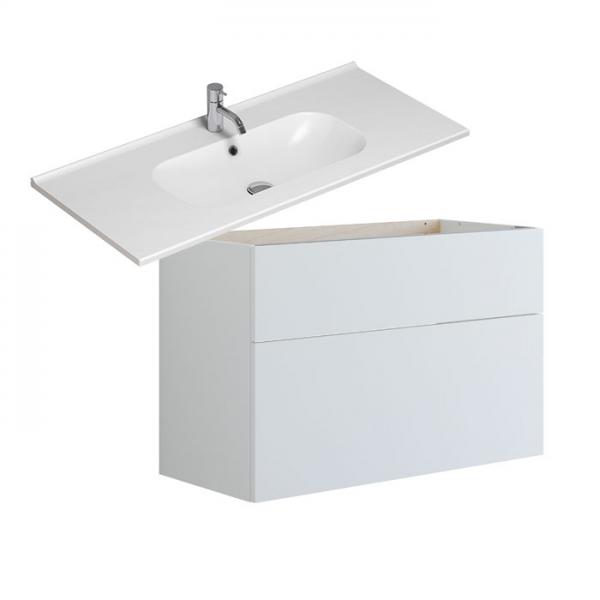 Dansani Luna Urban 100 møbelsæt m/Kantate vask og skuffer - Høj - Hvid mat Dansani Luna Urban 100 møbelsæt m/Kantate vask og skuffer - Høj - Hvid mat
