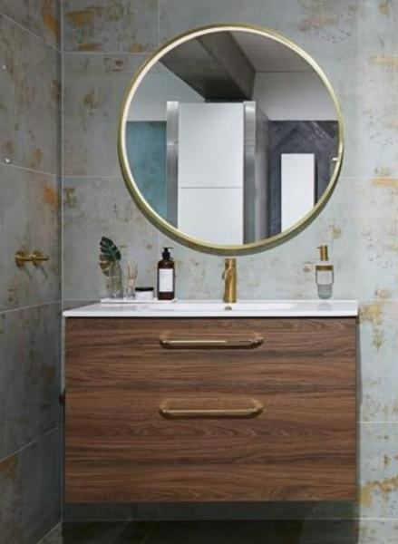 Dansani Luna Urban 100 møbelsæt m/Kantate vask og skuffer - Høj - Brun eg