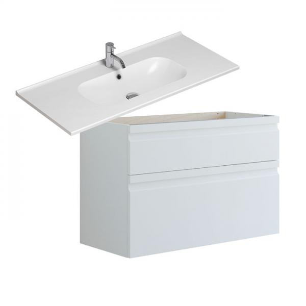 Dansani Luna Urban 100 møbelsæt m/Kantate vask og integrerede greb - Høj - Hvid mat