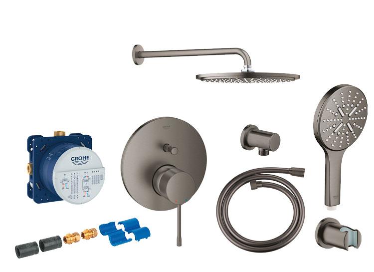 Grohe Essence komplet brusesystem m/Rainshower 310 og SmartActive t/indbygning - Børstet hard graphite Grohe Essence komplet brusesystem m/Rainshower 310 og SmartActive t/indbygning - Børstet hard graphite