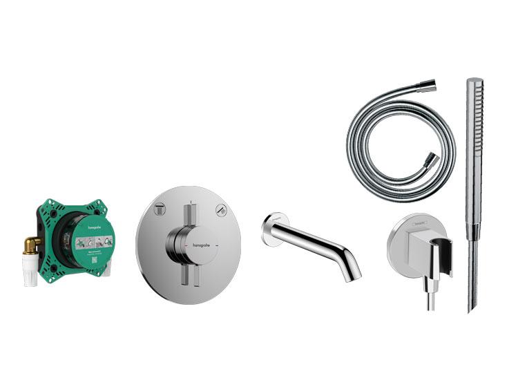 hansgrohe DuoTurn Tecturis komplet badekararmatur t/indbygning - Krom hansgrohe DuoTurn Tecturis komplet badekararmatur t/indbygning - Krom