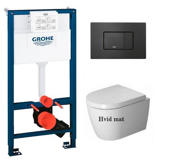 Duravit Me by Starck Compact Rimless - Hvid mat m/wondergliss toiletpakke inkl. sæde m/soft-close, mellem cisterne og mat sort betjening Duravit Me by Starck Compact Rimless - Hvid mat m/wondergliss toiletpakke inkl. sæde m/soft-close, mellem cisterne og mat sort betjening