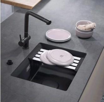 Lavabo Kara 50 U porcelænskøkkenvask - Mat sort m/messing afløb