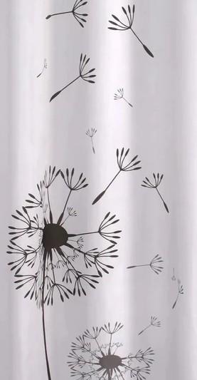 Hefe badeforhæng m/sort blomst 120 x 200 cm Hefe badeforhæng m/sort blomst 120 x 200 cm