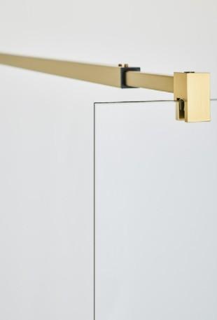 Hafa Infinity bruseniche m/fast v&aelig;g - Klar glas - Messing - 90x90 cm