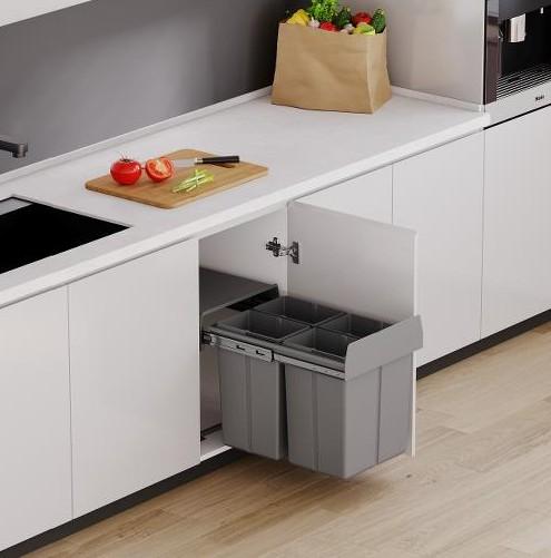 Affaldssystem m/4 stk 10 L spande - Grå Affaldssystem m/4 stk 10 L spande - Grå