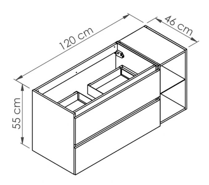 Allibert Lunik 120 vaskeskab m/skuffer og hylder - Onyx grey